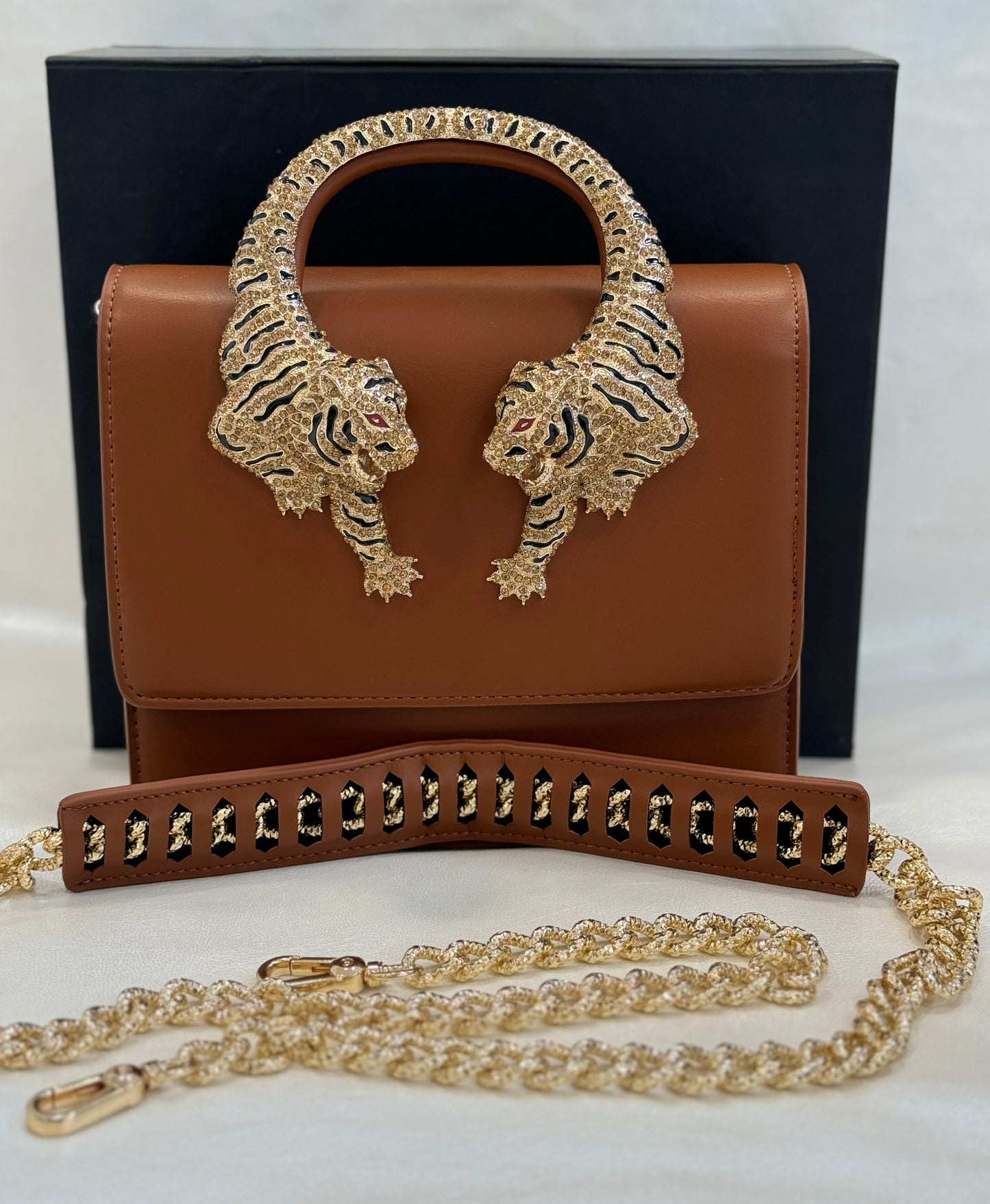 ROBERTO CAVALLI BROWN SLING BAG ( WITH BOX )