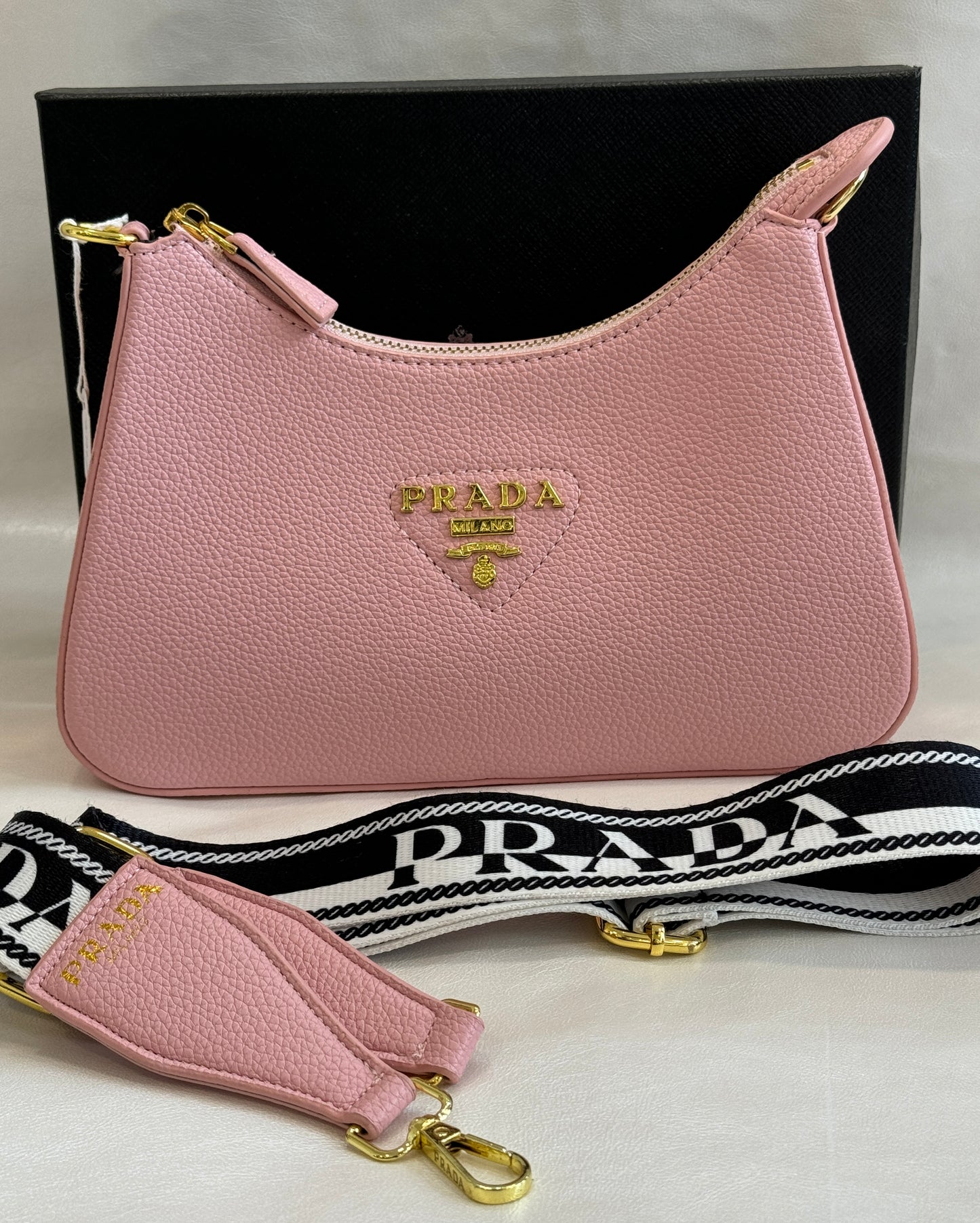 PRADA PINK  SING BAG ( WITH BOX )