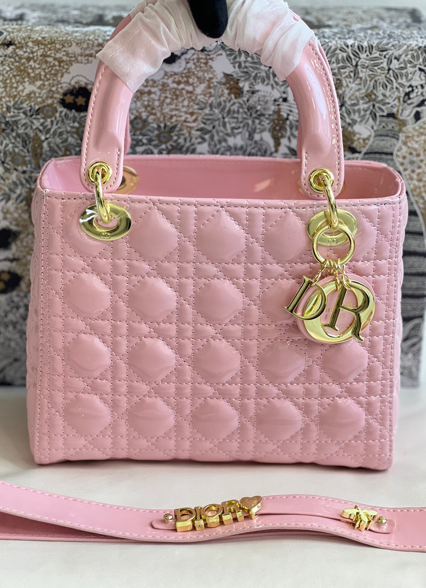 LADY DIOR PINK HANDBAG ( WITH BOX )