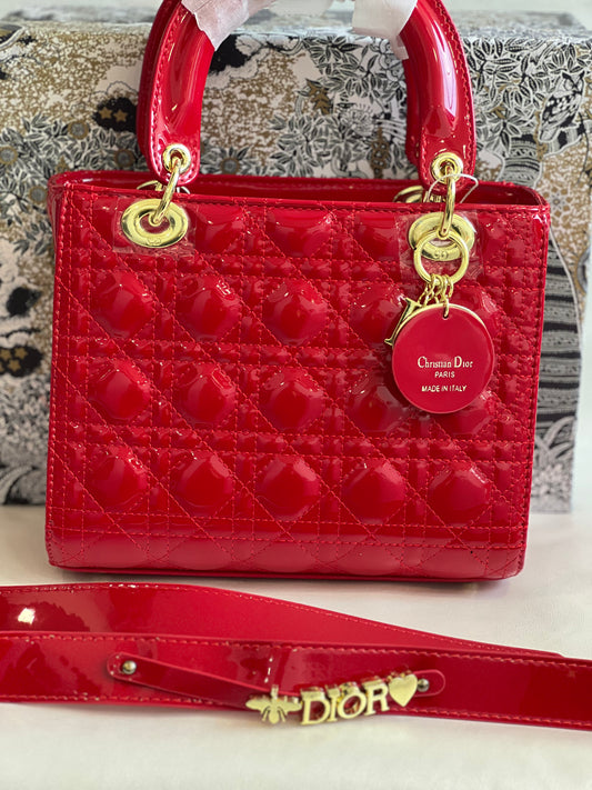LADY DIOR RED HANDBAG ( WITH BOX )
