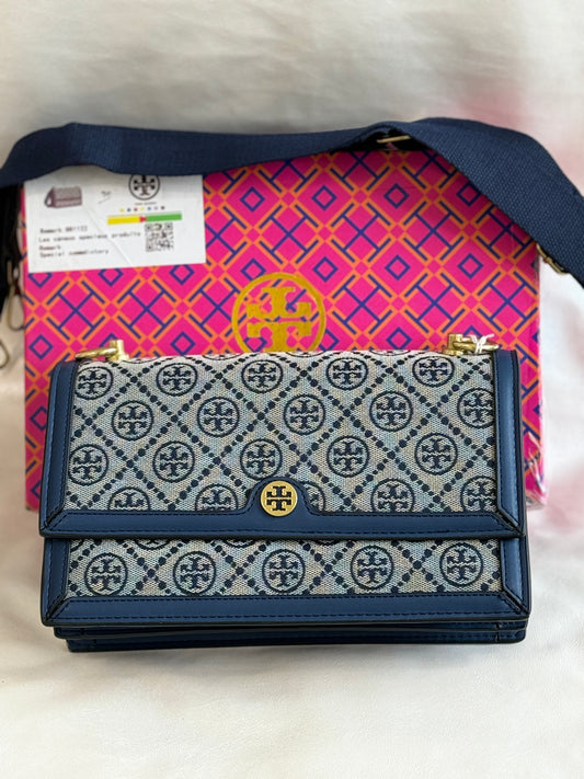 TORY BURCH T BLUE  SHOULDER BAG ( WITH BOX )