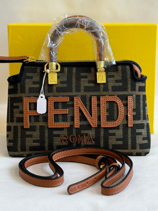 FENDI FENDACE BROWN MONOGRAM BAGUETTE ( WITH BOX )
