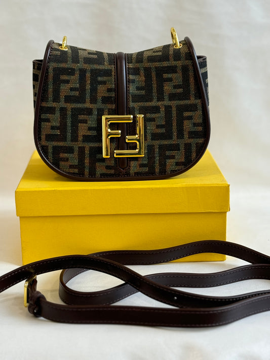 FENDI COFFEE SHOULDER  BAG ( WITH BOX )