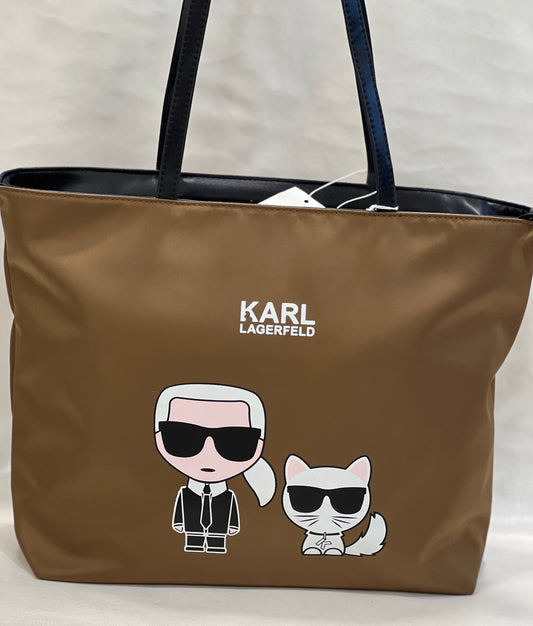 KARL LAGERFELD KHAKI TOTE BAG ( WITHOUT BOX )