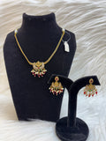 CHAND LAXMI-RED MOTI TEMPLE ATTA NECKLACE SET WITH EARRINGS TBS-45