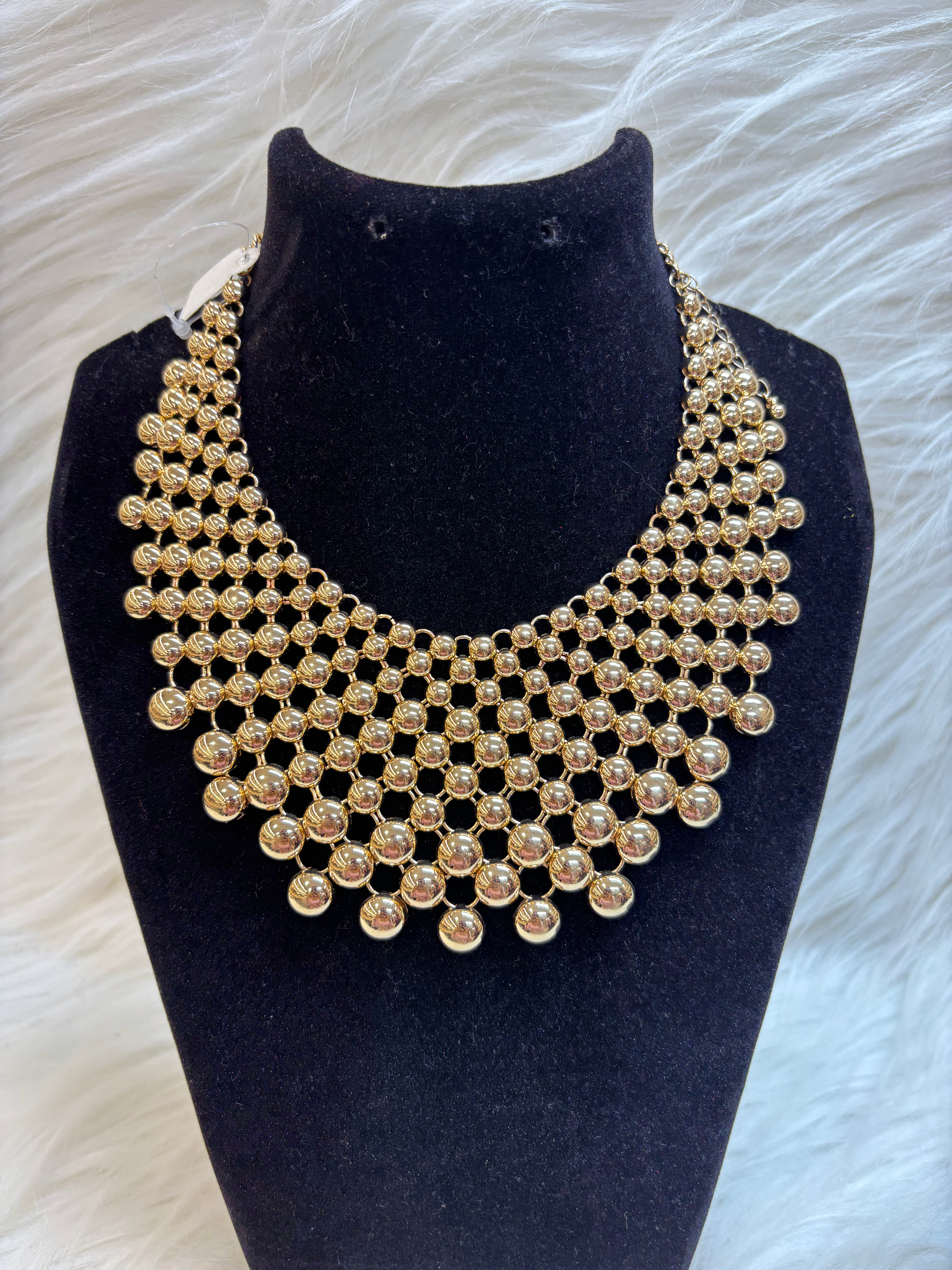 ANTI TARNISH GOLD BEADS STATEMENT CHOKER-WESTERN PARTY WEAR TBS-47