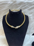 DIAMOND STUDDED SNAKE HEAD HASLI NECKLACE-ANTI TARNISH GOLD TBS-47
