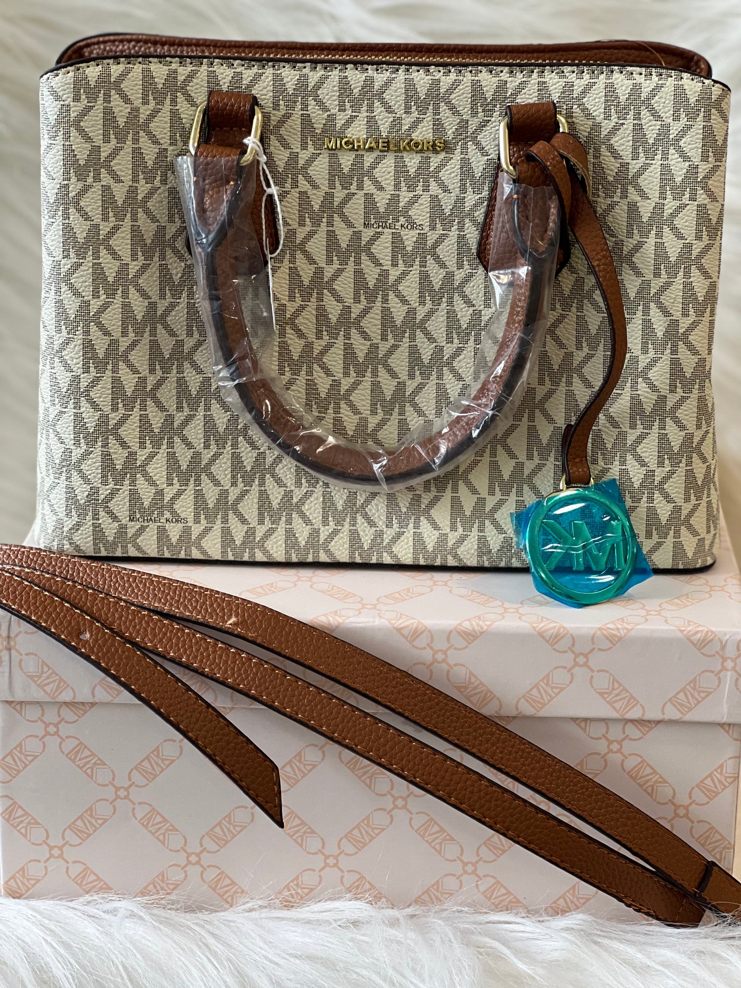 Michael kors Beige Brown Handbag (With Box)