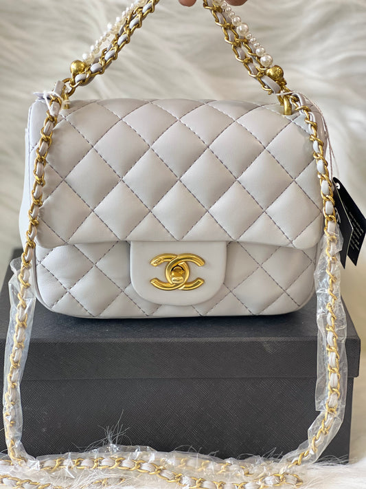 Chanel White Grey Vanity Bag (With box)
