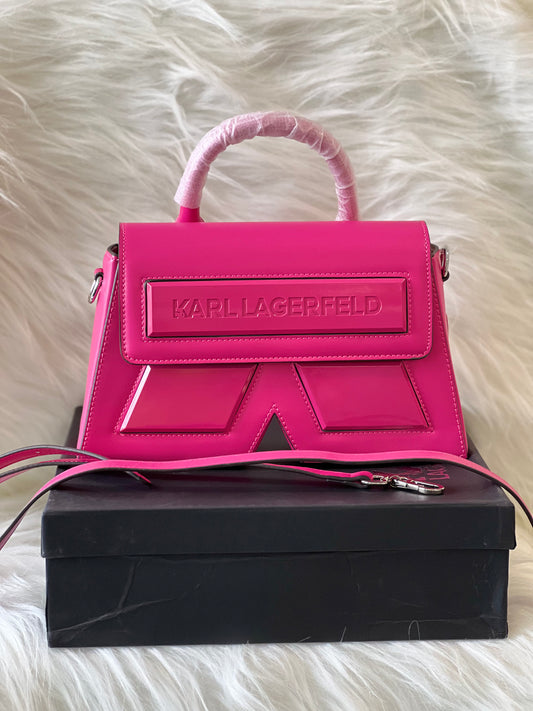 Karl Lagerfeld Pink Hand Bag & Sling Bag (With Box)