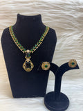EMERALD ROYALE GREEN AMERICAN DIAMOND NECKLACE SET WITH EARNINGS TBS-49