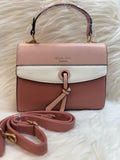 DIANA KORR CLASSIC TWO TONE WHITE AND NUDE PINK TOP HANDLE SLING BAG -TBS-DK2