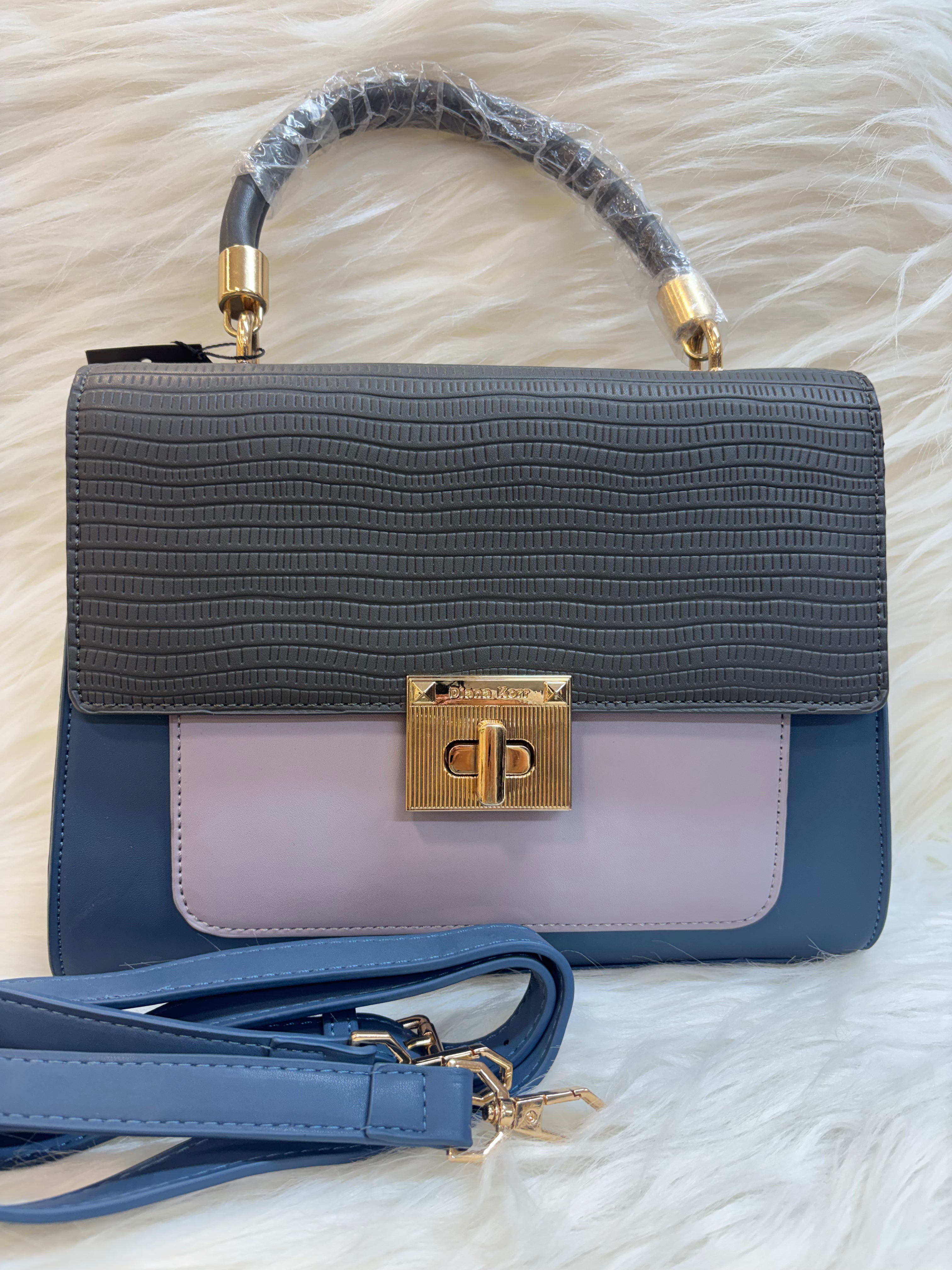 DIANA KORR GREY & BLUE COLOR TO HANDLE BAG TBS-DK3