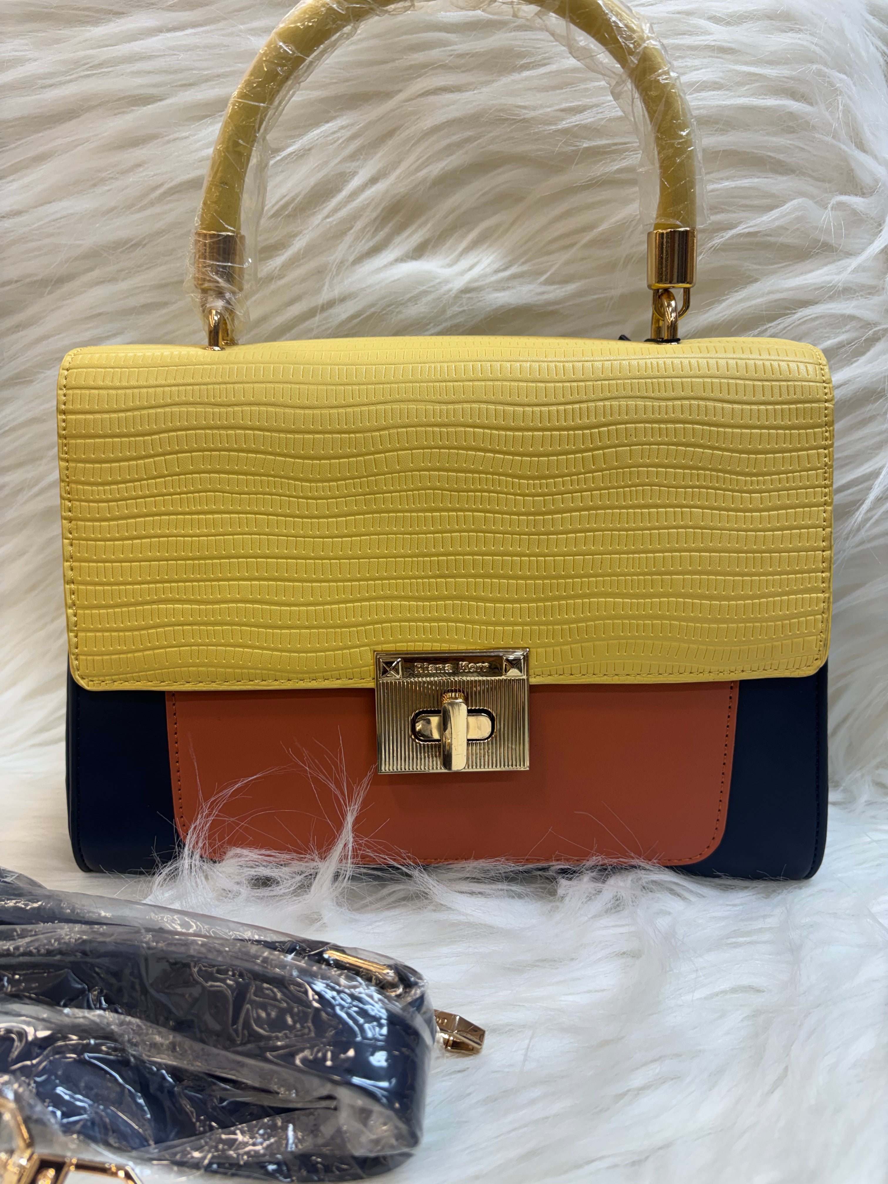 DIANA KORR YELLOW & BLUE COLOR HANDLE BAG TBS-DK4