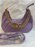 DIANA KORR PURPLE QUILTED MOON HOBO BAG WITH GOLD CHAIN TBS-DK12