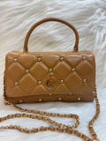 DIANA KORR TAN QUILTED STUDDED TOP HANDLE SLING BAG TBS-DK10