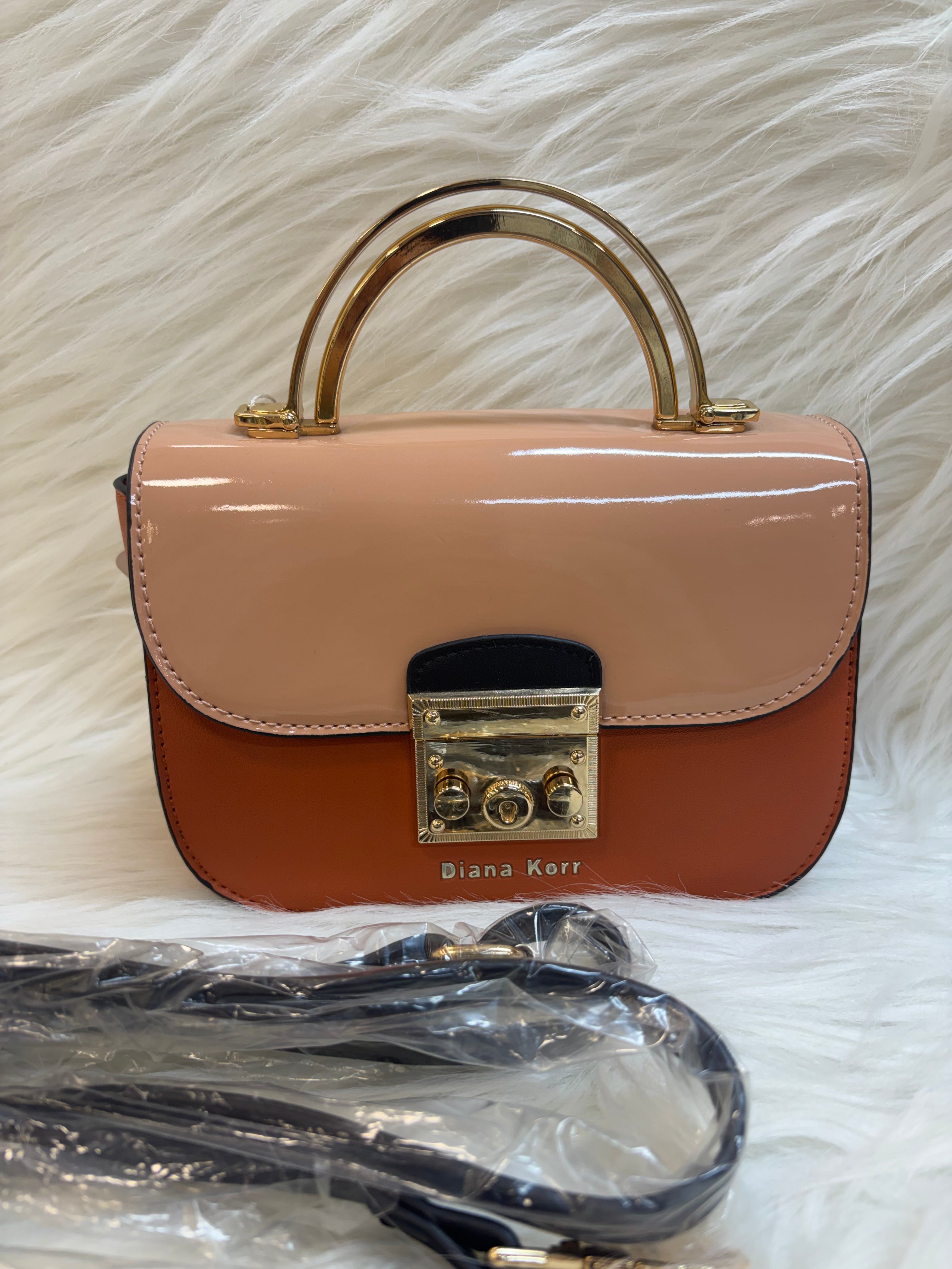 DIANA KORR PEACH ORANGE DUAL TONE TOP HANDLE SLING BAG WITH GOLD LOCK TBS-DK 15
