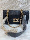 DIANA KORR BLACK QUILTED DK LOGO SLING BAG - TBS-DK17