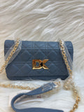 DIANA KORR BLUE QUILTED DK LOGO SLING BAG TBS-DK16