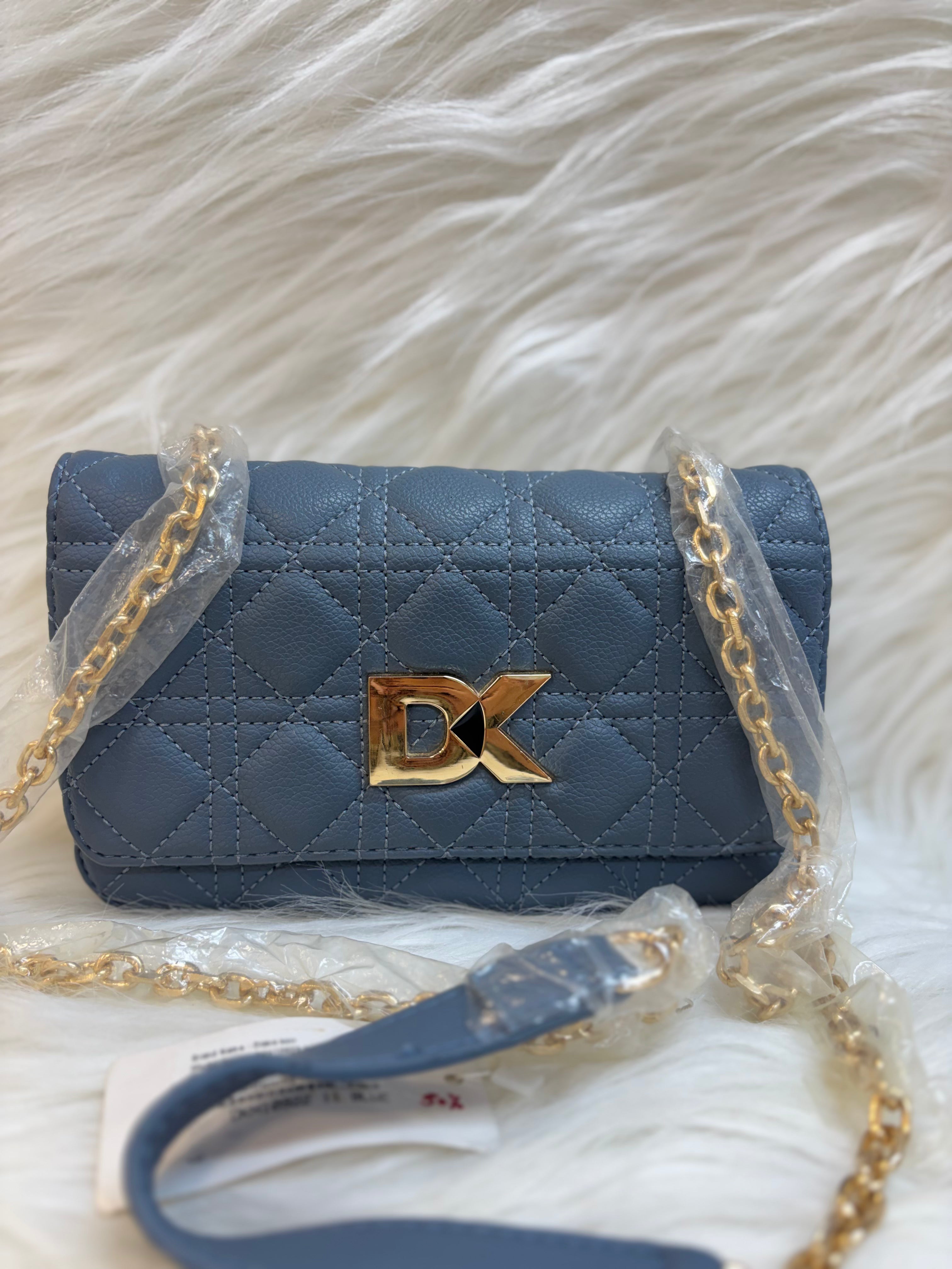 DIANA KORR BLUE QUILTED DK LOGO SLING BAG TBS-DK16
