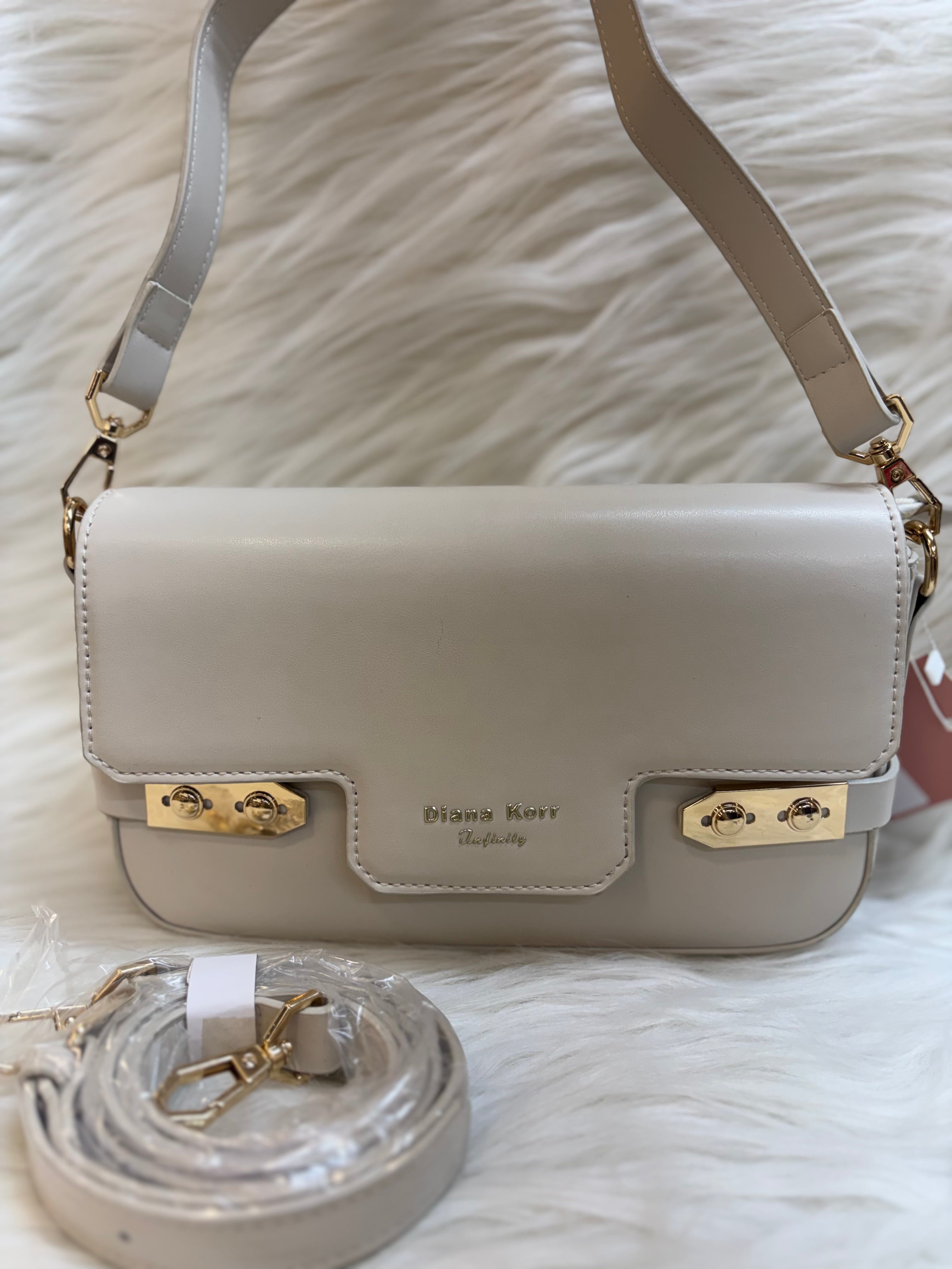 DIANA KORR GREY MINIMALIST FLAP SHOULDER BAG TBS-DK20