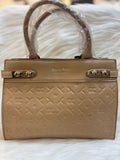 DIANA KORR EMPORIO BEIGE DK MONOGRAM EMBOSSED TOP HANDLE BAG TBS-DK 33