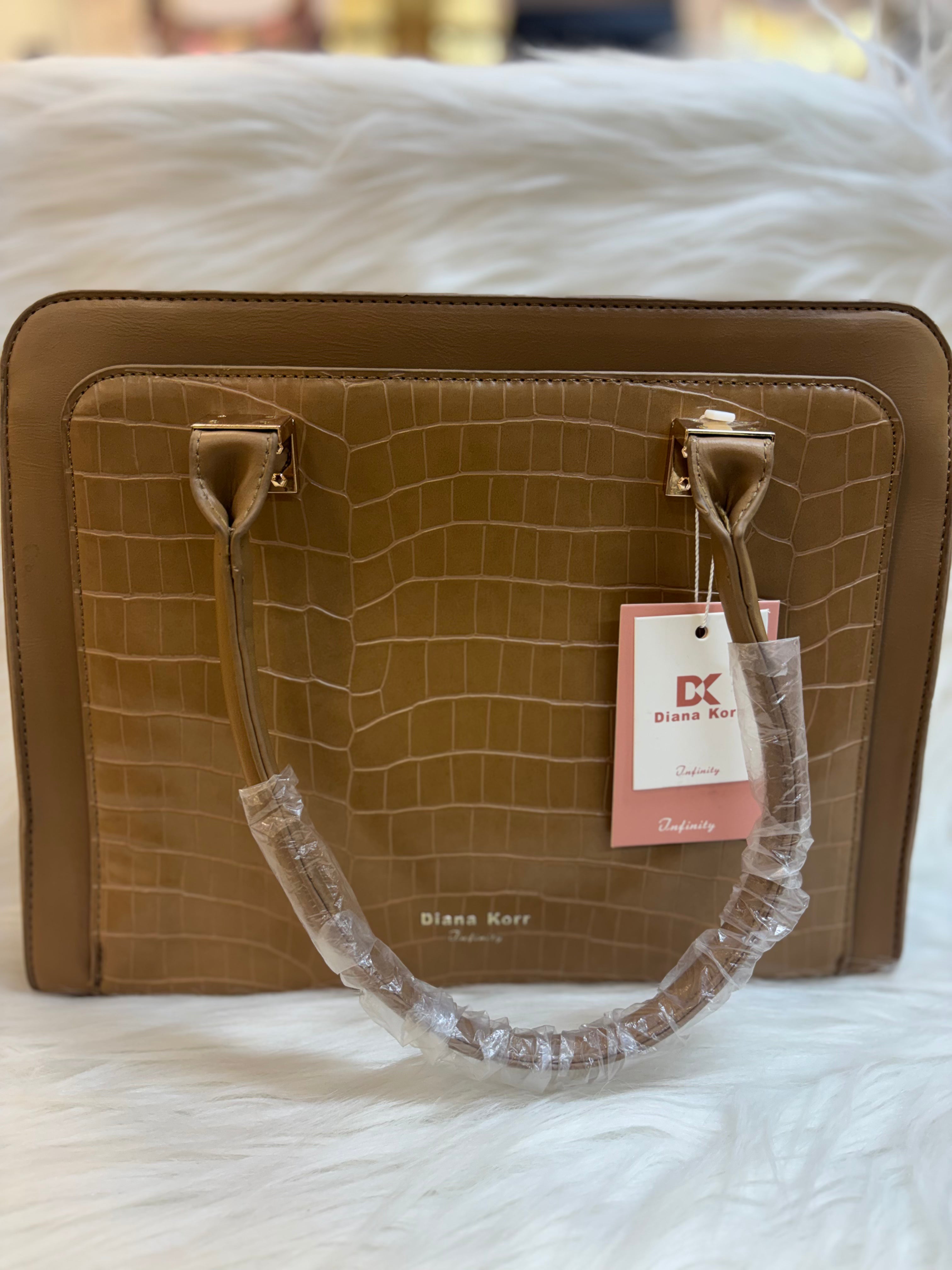 DIANA KORR KHAKI CROC EMBOSSED STRUCTURED HANDBAG TBS-DK28