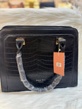 DIANA KORR BLACK CROC EMBOSSED STRUCTURED HANDBAG TBS-DK30