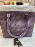 DIANA KORR EMPORIO LAVENDER WHITE WOVEN TEXTURED TOTE BAG WITH STUDS TBS-DK34