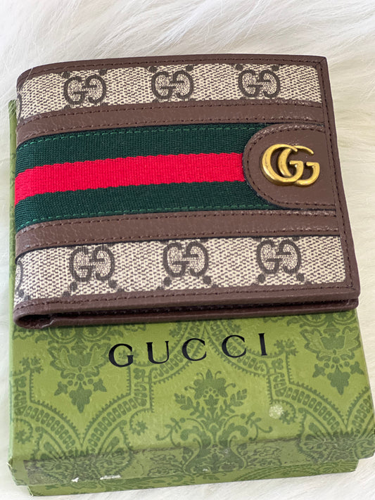 Leather Bi Fold Gucci Wallet For Mens (With House )