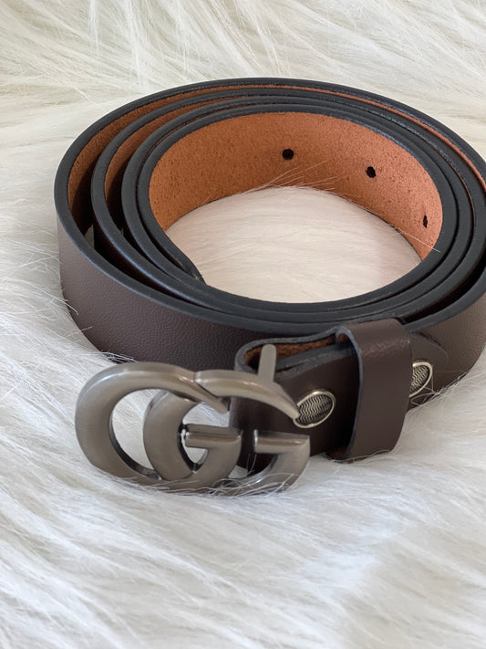 Gucci Grey Logo Buckle Belt