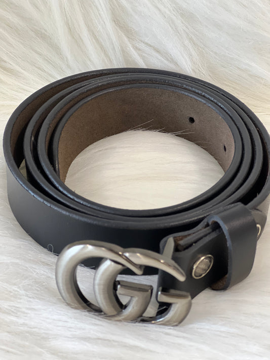 Gucci Grey Logo Buckle Belt
