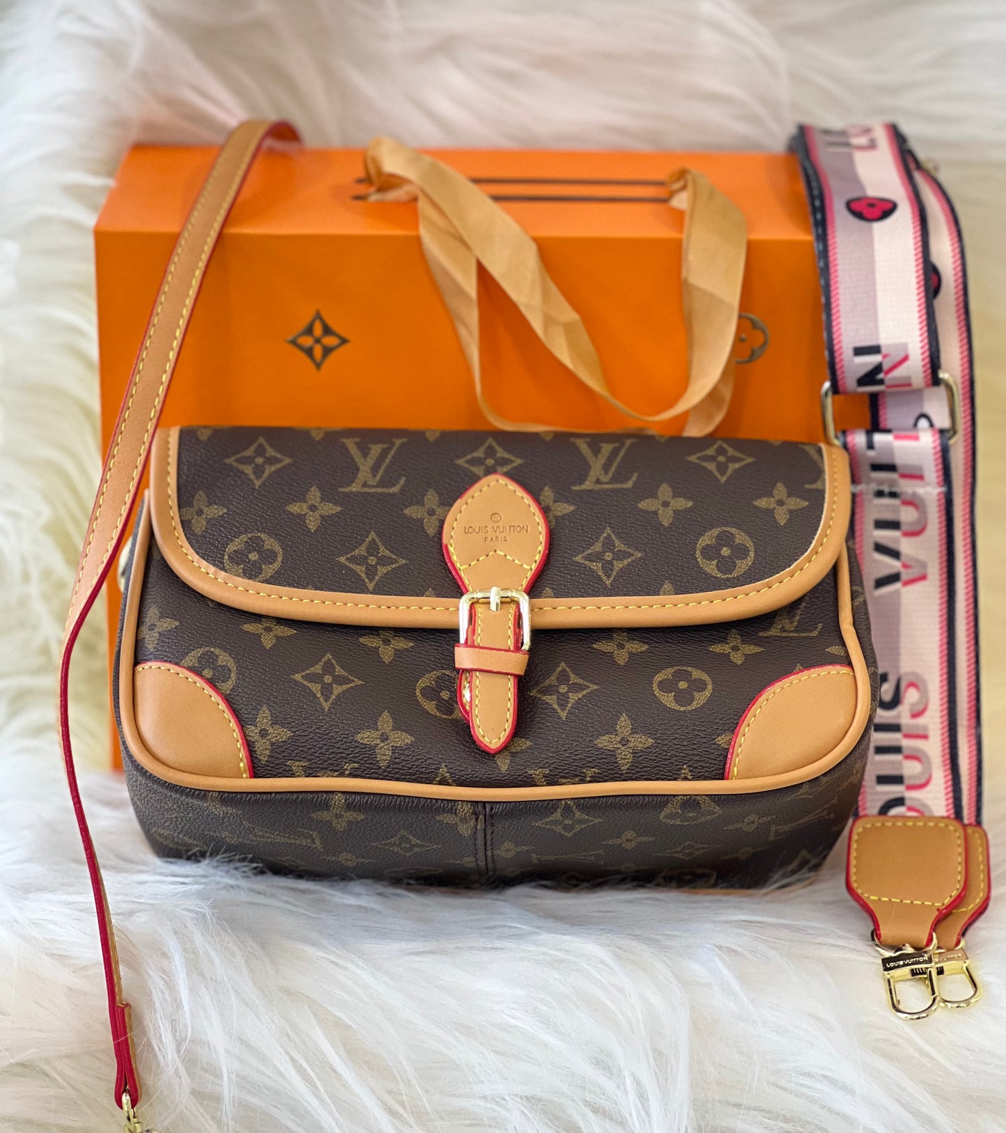 Louis Vuitton Brown Shoulder Bag ( With Box )