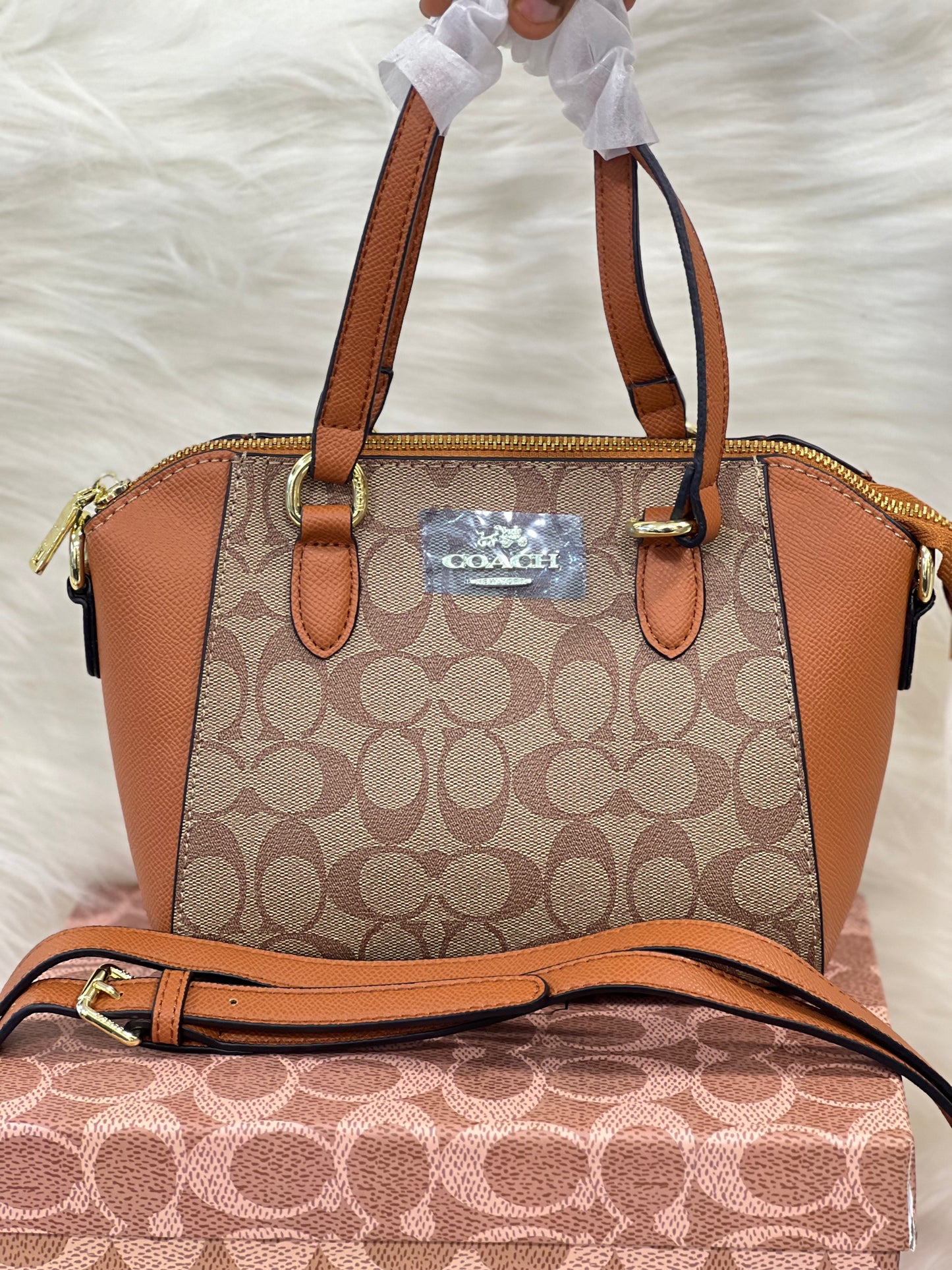 Coach Mini Rowan Apricot brown Handbag & Shoulder Bag ( With Box  )