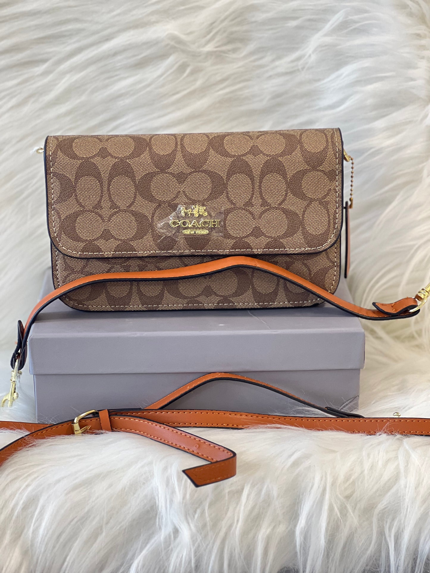 COAACH TAN COLOR SLING  BAG ( WITH BOX )