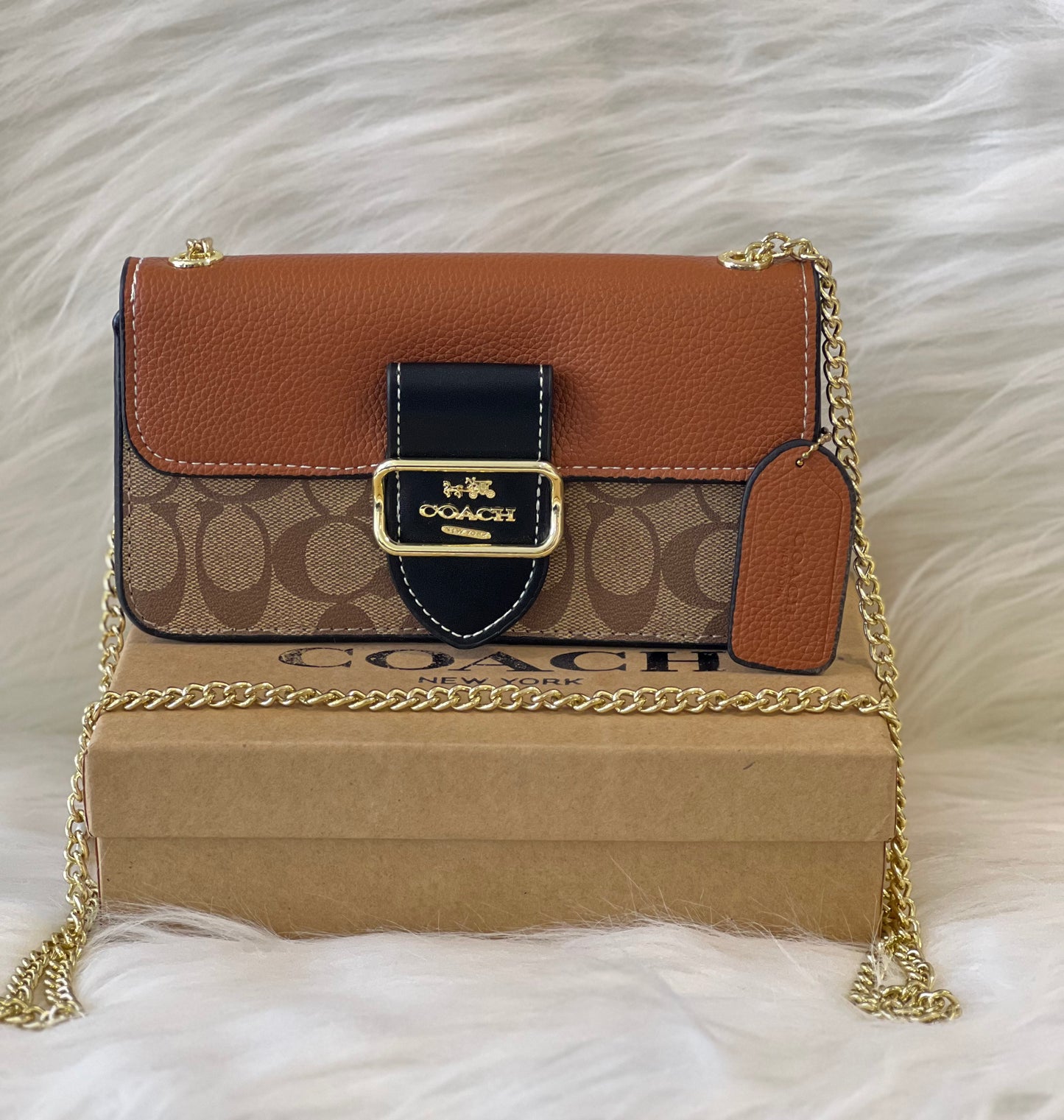 Coaach Tan Sling Bag Premium quality ( With Box )