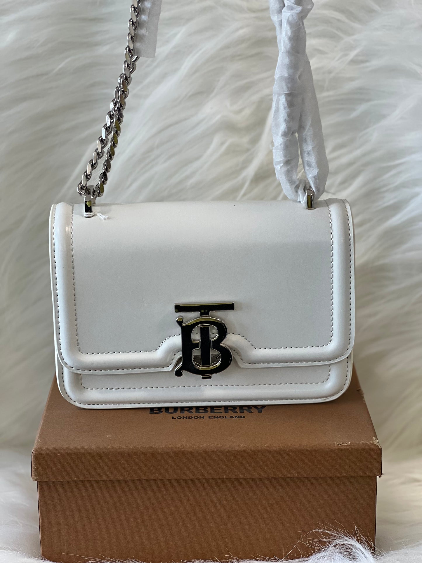 Burberry White Sling Bag ( With Box )