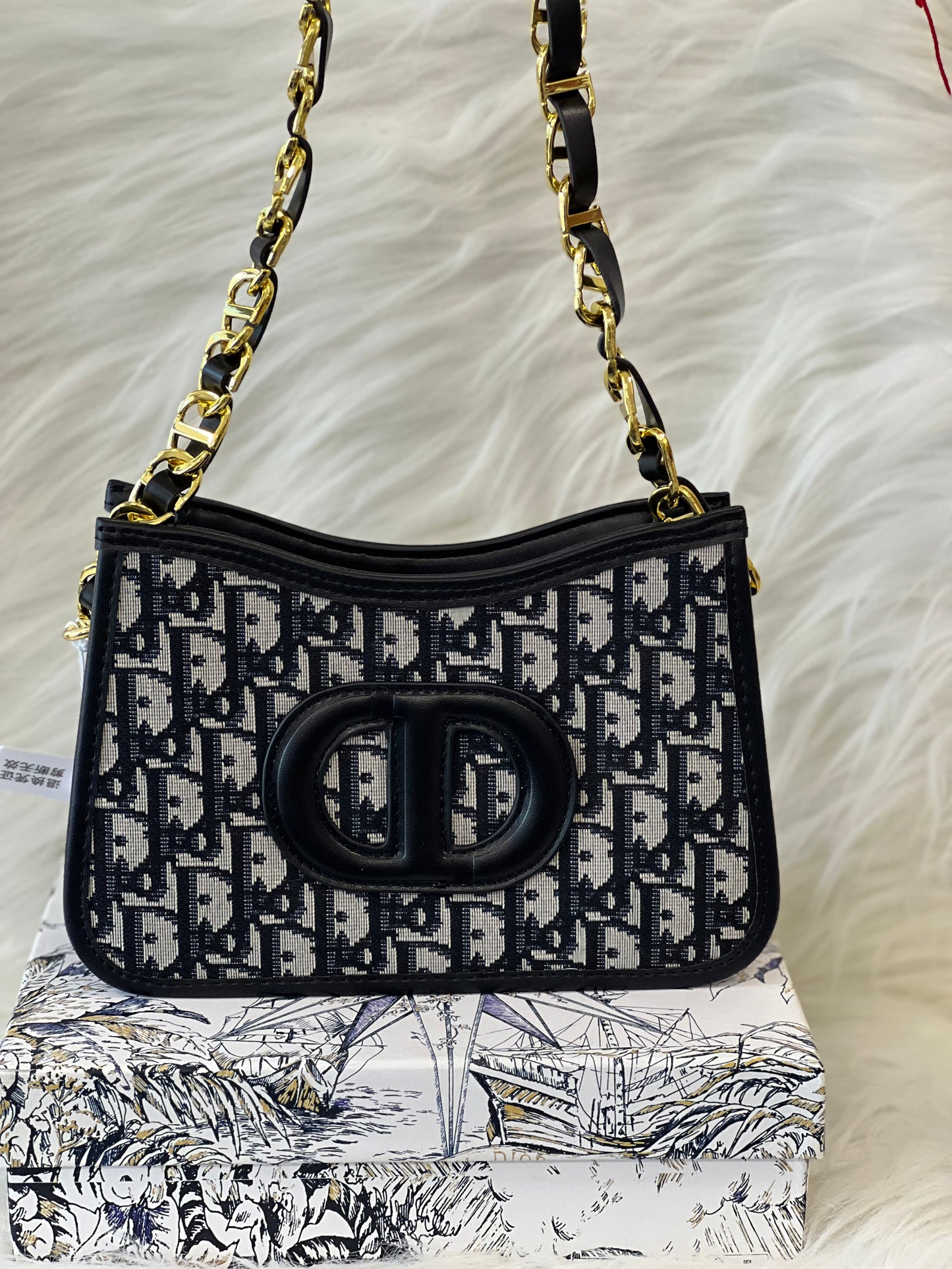 Diior Black Color CD Signature Sling Bag ( With Box )