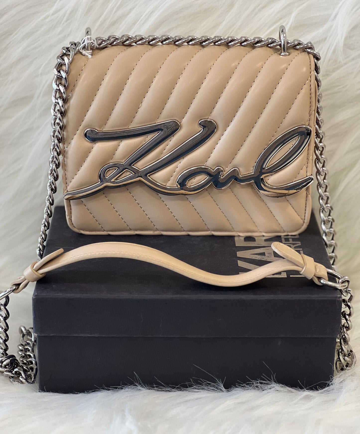 KARLL LAAGERFELD BEIGE COLOR SLING BAG ( WITH BOX )