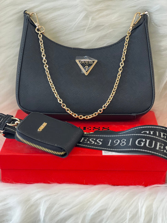 GUEESS BLACK SLING BAG ( WITH BOX )