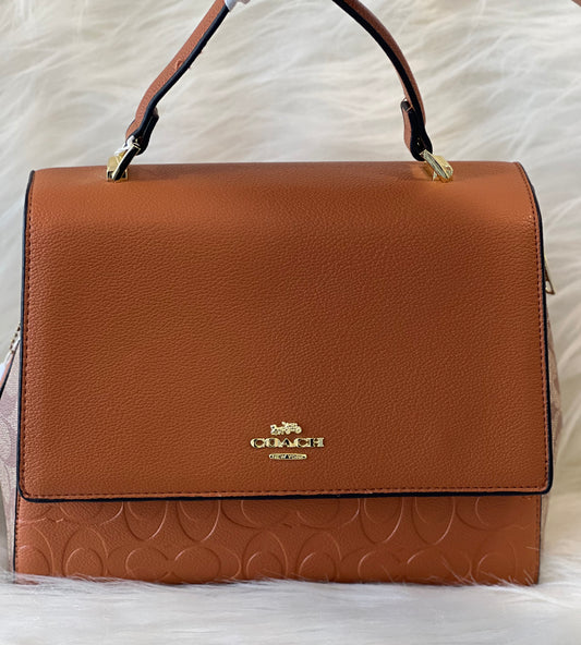 Coach Beige Brown Hand  Bag (Without  Box)