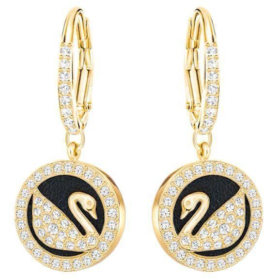 JTBS swarovski Leather Swan Pierced Earrings