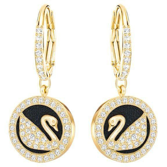 JTBS swarovski Leather Swan Pierced Earrings