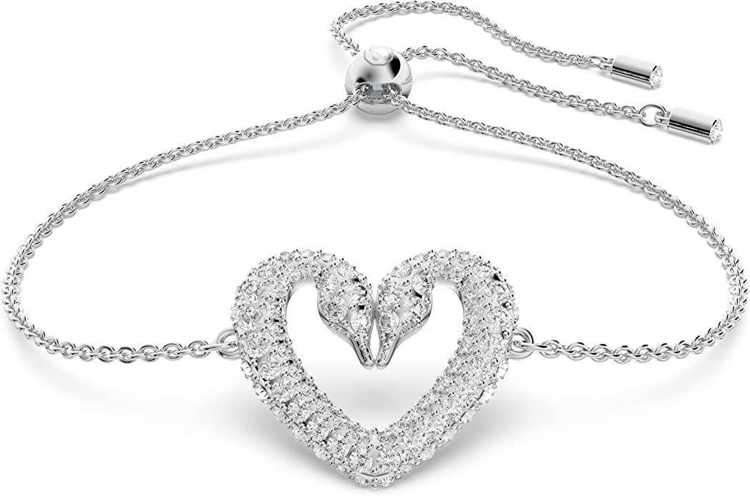 JTBS Una bracelet Heart, Small, White, Rhodium plated