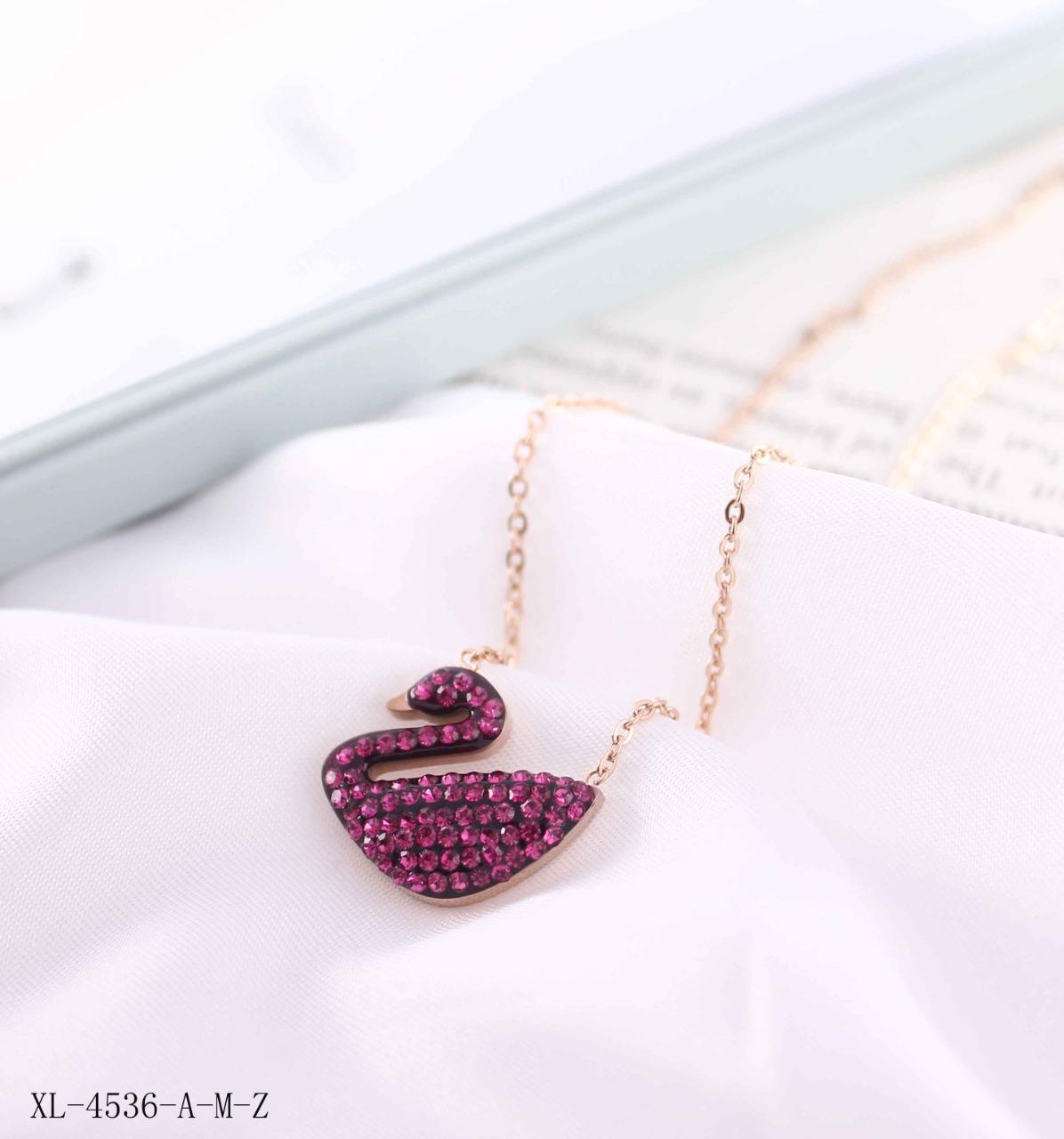 JTBS Golden Necklace With WINE  Stone Swan