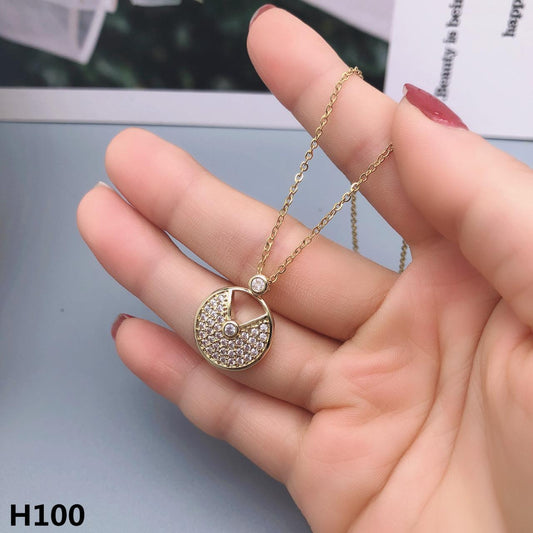 JTBS Gold plated Round shape diamond pendant necklace