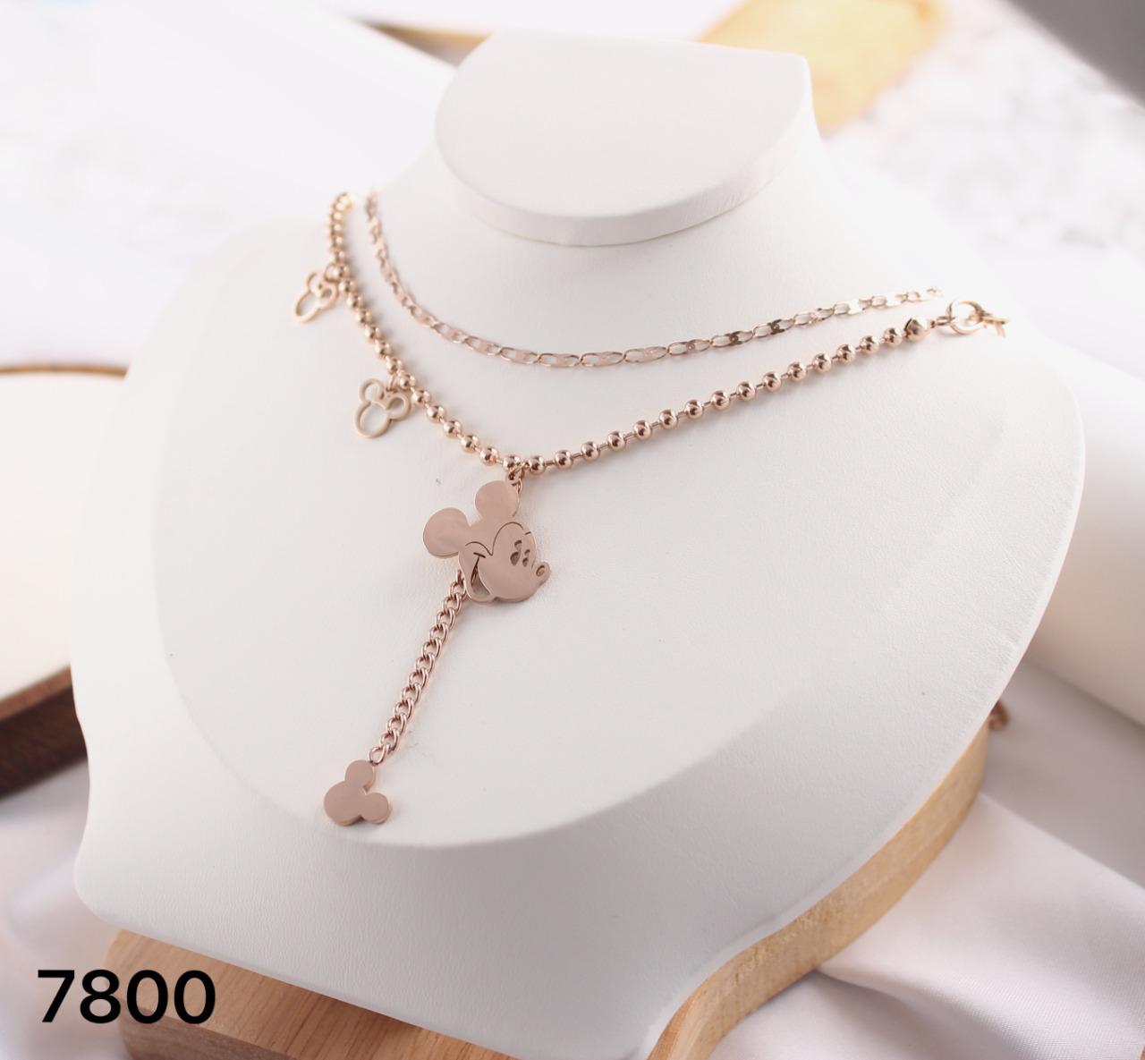 JTBS Rose Gold Tonted Mickey Mouse Plated Necklace