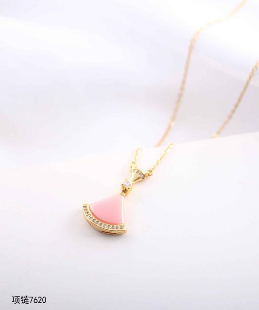 JTBS Gold Plated Pink Stone Necklace Chen Pandal For WomanPendants & Lockets