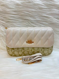 C Signature Quilted Crossbody Sling Bag – Beige | TBS-003