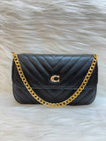 C Chevron Quilted Chain Sling Bag TBS-002